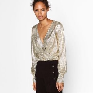 ZARA gold metallic crop top